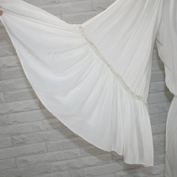 ELAN Romper Shorts Oversized Summer Bell Sleeve Festival Beach Ruffle White SM - Picture 4 of 17